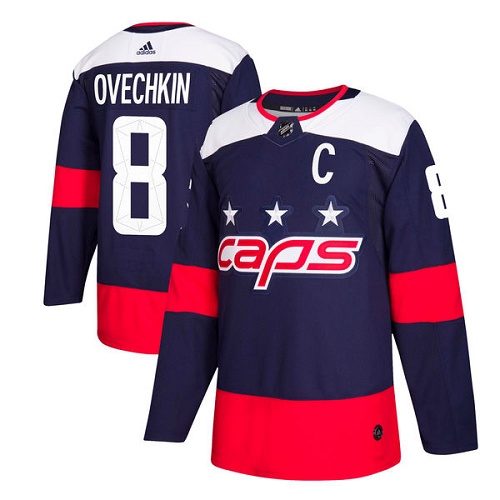 Mænd NHL Washington Capitals Trøje 8 Alex Ovechkin Authentic Marine blå Adidas 2018 Series – billige NHL trøjer,dansk ishockey trøje,Tilpasset ishockey trøje