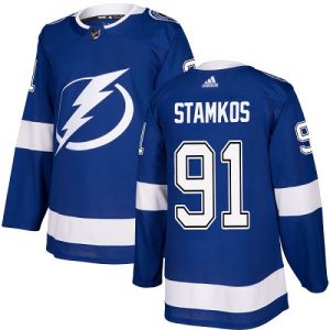 Mænd NHL Tampa Bay Lightning Trøje 91 Steven Stamkos Authentic Kongeblå Adidas Hjemme